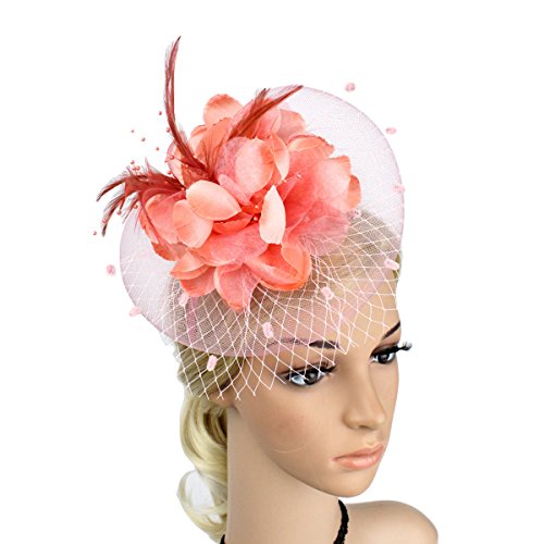 Tinksky Pluma flor neto de horquilla novia tocado nupcial pluma hairclip boda headpiece cóctel fiesta headwear día de la madre regalo o regalo para las mujeres