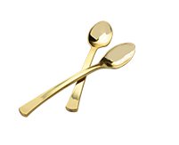 Tiny Temptations Pack de 48 cucharas de Postre de plástico de Color Dorado Elegante, tamaño pequeño, 10 cm, Color Dorado