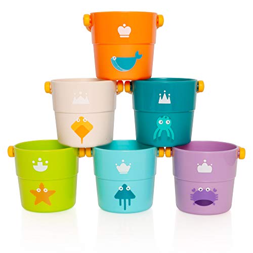 Tippi - Cubos Apilados para los Amantes del mar - Juguete de baño para bebés - Juguete de Piscina para niños