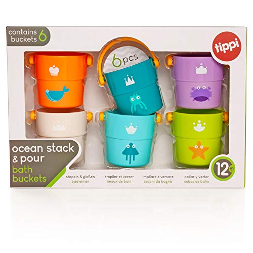 Tippi - Cubos Apilados para los Amantes del mar - Juguete de baño para bebés - Juguete de Piscina para niños