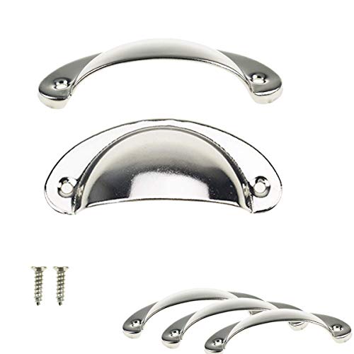 Tiradores de cajón vintage para armarios, 20 piezas de metal con forma de concha para muebles, cajones, tiradores con tornillos plata
