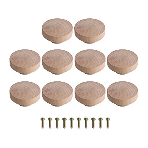 Tiradores redondos de madera, sin terminar, ideal para cajones, muebles, 10 unidades, 50 mm x 25 mm