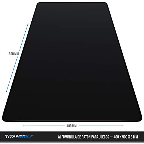 Titanwolf - Alfombrilla para ratón extralarga – mouse pad - 900 x 400 x 3 mm - XXL - manejo del ratón con precisión - parte inferior de goma para una sujeción estable - lavable - apta para lavadoras