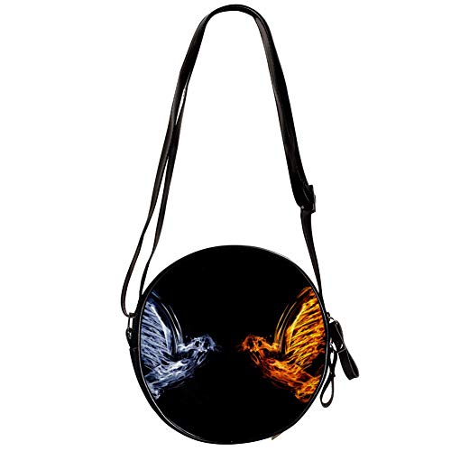TIZORAX - Bolso de mano para mujer y niña, diseño de palomas volando con humo y llama, tamaño pequeño