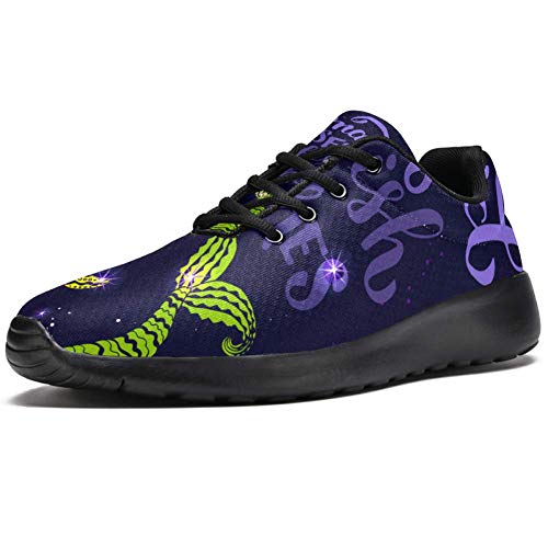 TIZORAX Zapatillas de running para mujer, con cola de sirena, de malla transpirable, senderismo, tenis, color Multicolor, talla 41 EU