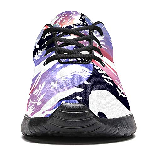 TIZORAX Zapatillas de running para mujer, diseño de hadas, zorros, conejos y osos, de malla, transpirable, senderismo, tenis, color Multicolor, talla 36.5 EU