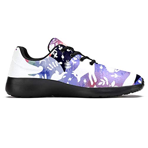 TIZORAX Zapatillas de running para mujer, diseño de hadas, zorros, conejos y osos, de malla, transpirable, senderismo, tenis, color Multicolor, talla 36.5 EU