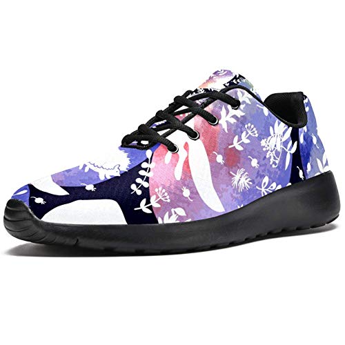 TIZORAX Zapatillas de running para mujer, diseño de hadas, zorros, conejos y osos, de malla, transpirable, senderismo, tenis, color Multicolor, talla 36.5 EU