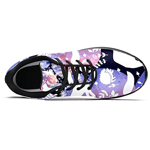 TIZORAX Zapatillas de running para mujer, diseño de hadas, zorros, conejos y osos, de malla, transpirable, senderismo, tenis, color Multicolor, talla 36.5 EU