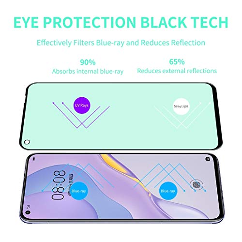 TKTK Accesorios Móvil Protección for los Ojos for Huawei Nova 7/30 Honor Sombrero-Prince 0.26mm Pantalla 9H 6D Curvado Completo Verde Film Protector de Cristal Templado