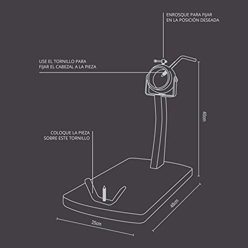 TM Electron HOCU101 Jamonero de Madera de bambú con Cabezal metálico, Tacos de Silicona para una Buena adherencia y Sistema Giratorio para Todo Tipo de paletillas y jamones