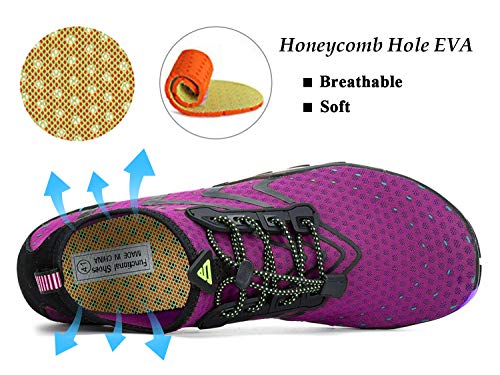 Tmaza Zapatos de Agua Mujer Secado Rápido Zapatos de Surf Respirable Antideslizante Escarpines Snorkel para Vela,Kayak,Buceo Violeta 38 EU