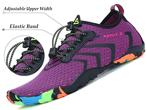Tmaza Zapatos de Agua Mujer Secado Rápido Zapatos de Surf Respirable Antideslizante Escarpines Snorkel para Vela,Kayak,Buceo Violeta 38 EU