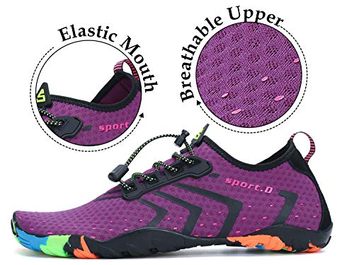 Tmaza Zapatos de Agua Mujer Secado Rápido Zapatos de Surf Respirable Antideslizante Escarpines Snorkel para Vela,Kayak,Buceo Violeta 38 EU