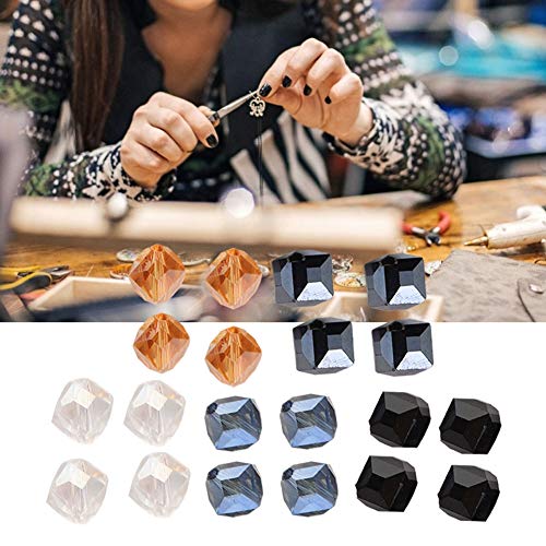 TMISHION 20 Unids Agujero Diagonal Cuentas de Cristal Artificial Cuadrado Resultados de la Joyería Accesorio de 8mm Cuentas Rellenos Decoración para Pulseras Fabricación de Joyas Mejor Idea de Regalo