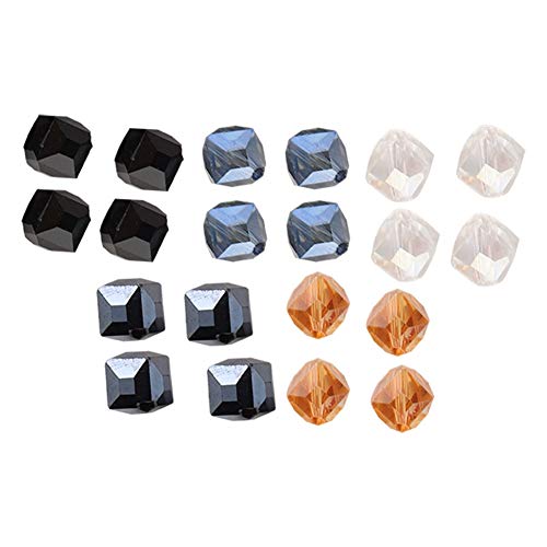 TMISHION 20 Unids Agujero Diagonal Cuentas de Cristal Artificial Cuadrado Resultados de la Joyería Accesorio de 8mm Cuentas Rellenos Decoración para Pulseras Fabricación de Joyas Mejor Idea de Regalo