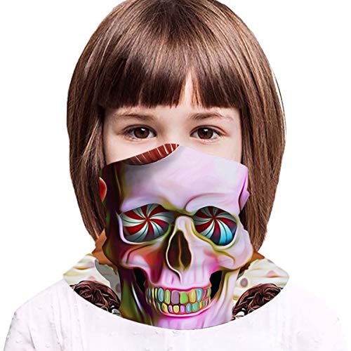 Toalla protectora de cara para niños con interior poket azúcar cráneo arte postre cráneos 3d impreso Sunproof transpirable diadema para uso al aire libre o diario
