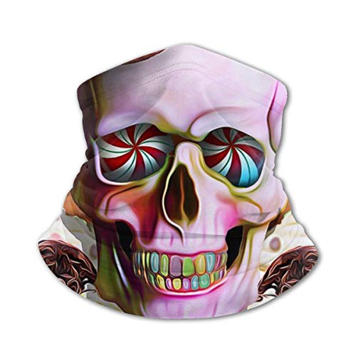 Toalla protectora de cara para niños con interior poket azúcar cráneo arte postre cráneos 3d impreso Sunproof transpirable diadema para uso al aire libre o diario