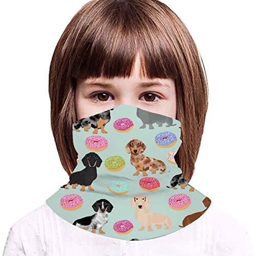 Toalla protectora de cara para niños con interior Poket lindo perro salchicha donuts 3d impreso Sunproof transpirable cuello bufanda para uso al aire libre o diario