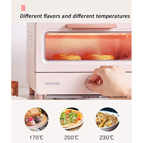 Toaster oven Mini Horno Tostador 8L Tubo de Cuarzo Calefacción 30 Minutos Temporizador 1000W 1 Metro Cable de alimentación Blanco/Rosa