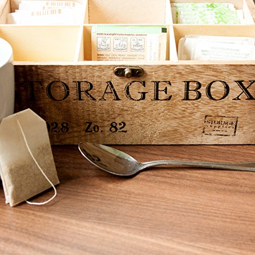 ToCi – Caja para té de madera en estilo rústico con 6 o 9 compartimentos Modell 1