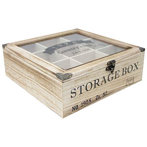 ToCi – Caja para té de madera en estilo rústico con 6 o 9 compartimentos Modell 2