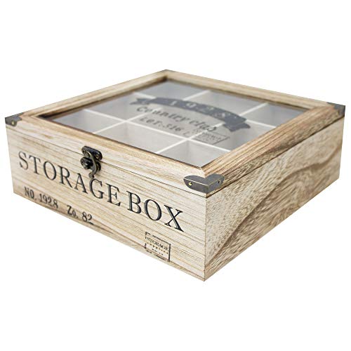 ToCi – Caja para té de madera en estilo rústico con 6 o 9 compartimentos Modell 2