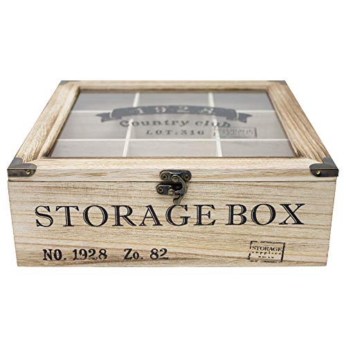 ToCi – Caja para té de madera en estilo rústico con 6 o 9 compartimentos Modell 2