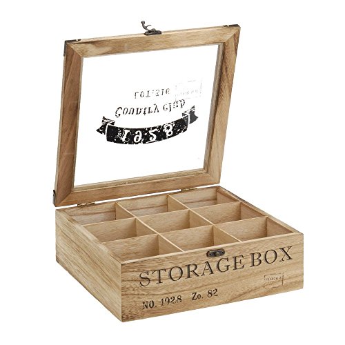 ToCi – Caja para té de madera en estilo rústico con 6 o 9 compartimentos Modell 2