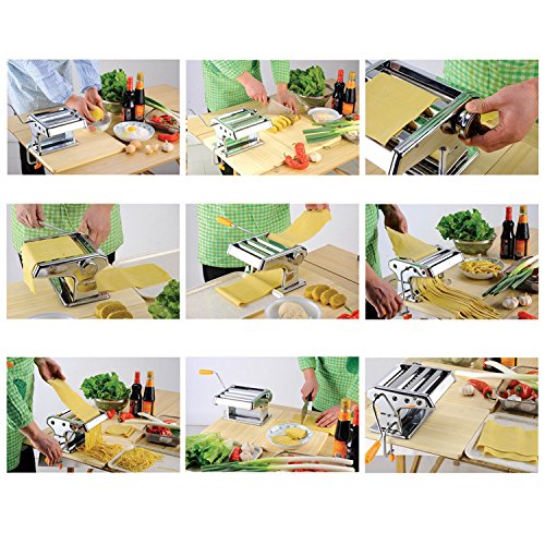 Todeco - Máquina de Pasta, Maquina para Hacer Pasta - Grosor del corte: 6 ajustes de espesor ajustable de 0,5 a 3 mm - Material: Acero inoxidable - Espaguetis, tagliatelles, lasañas