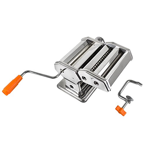 Todeco - Máquina de Pasta, Maquina para Hacer Pasta - Grosor del corte: 6 ajustes de espesor ajustable de 0,5 a 3 mm - Material: Acero inoxidable - Espaguetis, tagliatelles, lasañas