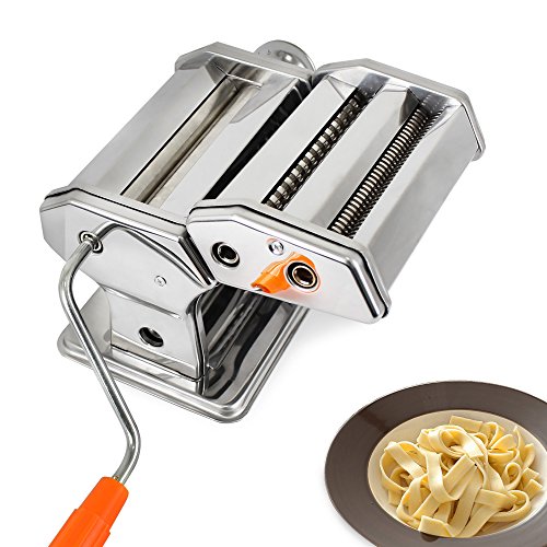 Todeco - Máquina de Pasta, Maquina para Hacer Pasta - Grosor del corte: 6 ajustes de espesor ajustable de 0,5 a 3 mm - Material: Acero inoxidable - Espaguetis, tagliatelles, lasañas