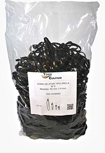 Todo Cultivo Goma Ancla Elastica nº 5 para entutorar. 500 uds. Caucho EPDM (máxima Elasticidad y duración)