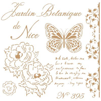 TODO-STENCIL Deco Vintage Composición 209 Botanique Nice. Medidas aproximadas: Medida Exterior 25 x 25 cm Medida del diseño: 21 x 21 cm