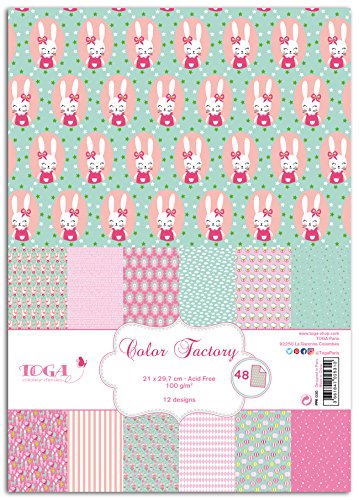 Toga - PPK001 Nacimiento, Papel, Animaux Rose et Bleu, 21 x 30,5 x 1 cm