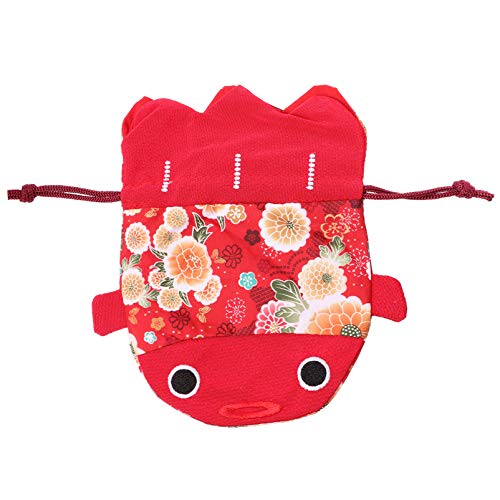 TomaiBaby Bolsa de Dulces de Navidad Bolsa de Regalo de Boda con Estampado de Kimono de Chirimen Japonés Estampado de Peces Dorados con Cordón Rojo