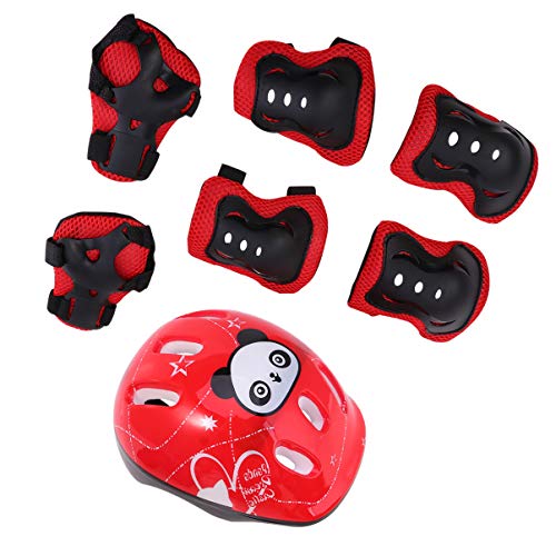 Tomaibaby Niños Deportes Equipo de Protección Codo de Rodilla Muñequeras para Bicicleta Bicicleta Patineta Scooter Niños Accesorios de Protección 7 Piezas