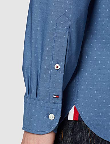 Tommy Hilfiger Flex Indigo Feel Dobby Shirt Camisa, Azul (Blue C), Medium para Hombre