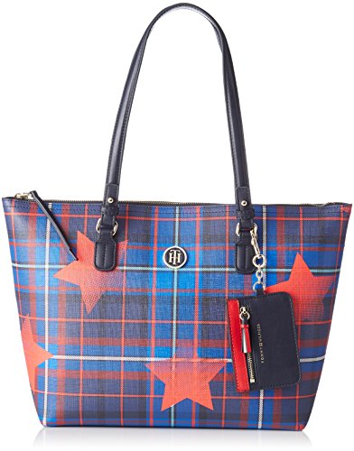 Tommy Hilfiger - Love Med Rev Zip Tote Star Tartan, Bolsos de mano Mujer, Multicolore (Star Tartan), 13x28x36 cm (W x H L)