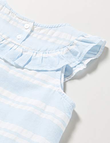 Tommy Hilfiger Seersucker Ruffle Dress Slvls Vestido, Azul (Calm Blue/White 0a4), Talla Única (Talla del Fabricante: 80) para Niñas