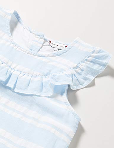 Tommy Hilfiger Seersucker Ruffle Dress Slvls Vestido, Azul (Calm Blue/White 0a4), Talla Única (Talla del Fabricante: 80) para Niñas