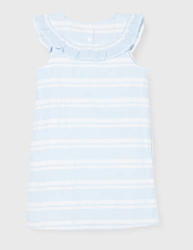 Tommy Hilfiger Seersucker Ruffle Dress Slvls Vestido, Azul (Calm Blue/White 0a4), Talla Única (Talla del Fabricante: 80) para Niñas