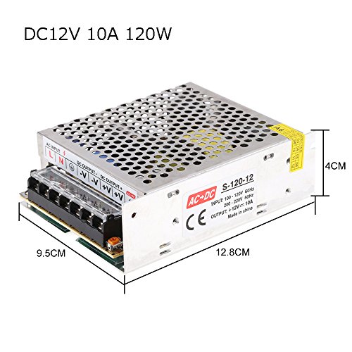 Tomshine 10A 120W 2CH Transformador de Voltage Alimentación de Interruptor, Conductor del LED Fuente de Alimentación, AC100-120V, AC200-220V, DC12V, Driver para Tira LED Cadena de Luz