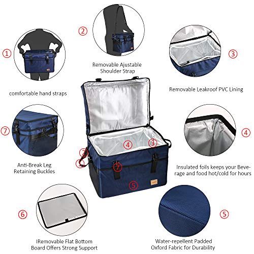 TOMSHOO Bolsa Térmica Plegable de Gran Capacidad Caja de Comida Portátil Impermeable,Diseño Único de Hebilla, para Picnic, Camping, Viaje en Coche 70L