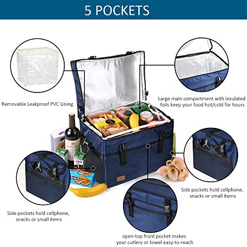 TOMSHOO Bolsa Térmica Plegable de Gran Capacidad Caja de Comida Portátil Impermeable,Diseño Único de Hebilla, para Picnic, Camping, Viaje en Coche 70L