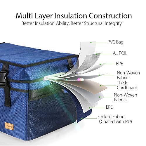 TOMSHOO Bolsa Térmica Plegable de Gran Capacidad Caja de Comida Portátil Impermeable,Diseño Único de Hebilla, para Picnic, Camping, Viaje en Coche 70L