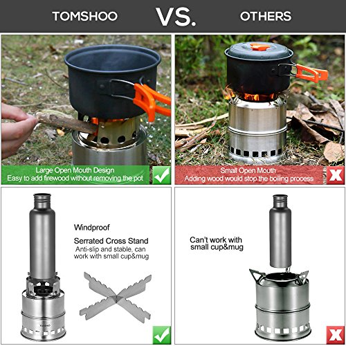 TOMSHOO Estufa de Leña Camping Hornillo Alcohol Portátil para Madera o Alcohol Camping Senderismo BBQ Picnic