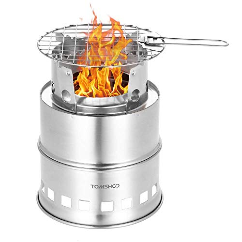 TOMSHOO Estufa de Leña Camping Hornillo Alcohol Portátil para Madera o Alcohol Camping Senderismo BBQ Picnic