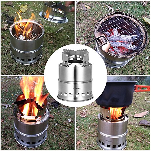 TOMSHOO Estufa de Leña Camping Hornillo Alcohol Portátil para Madera o Alcohol Camping Senderismo BBQ Picnic
