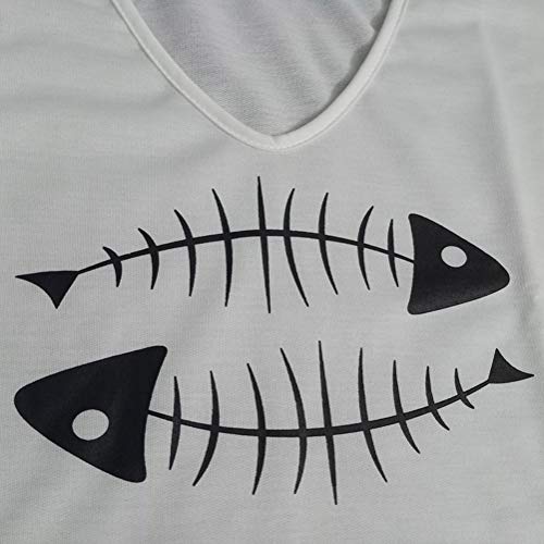 Tomwell Mujeres Casual Elegantes Impresión de Espina de Pescado Cuello V Manga Larga Camiseta Blusa T-Shirt tee Tops A Blanco 38